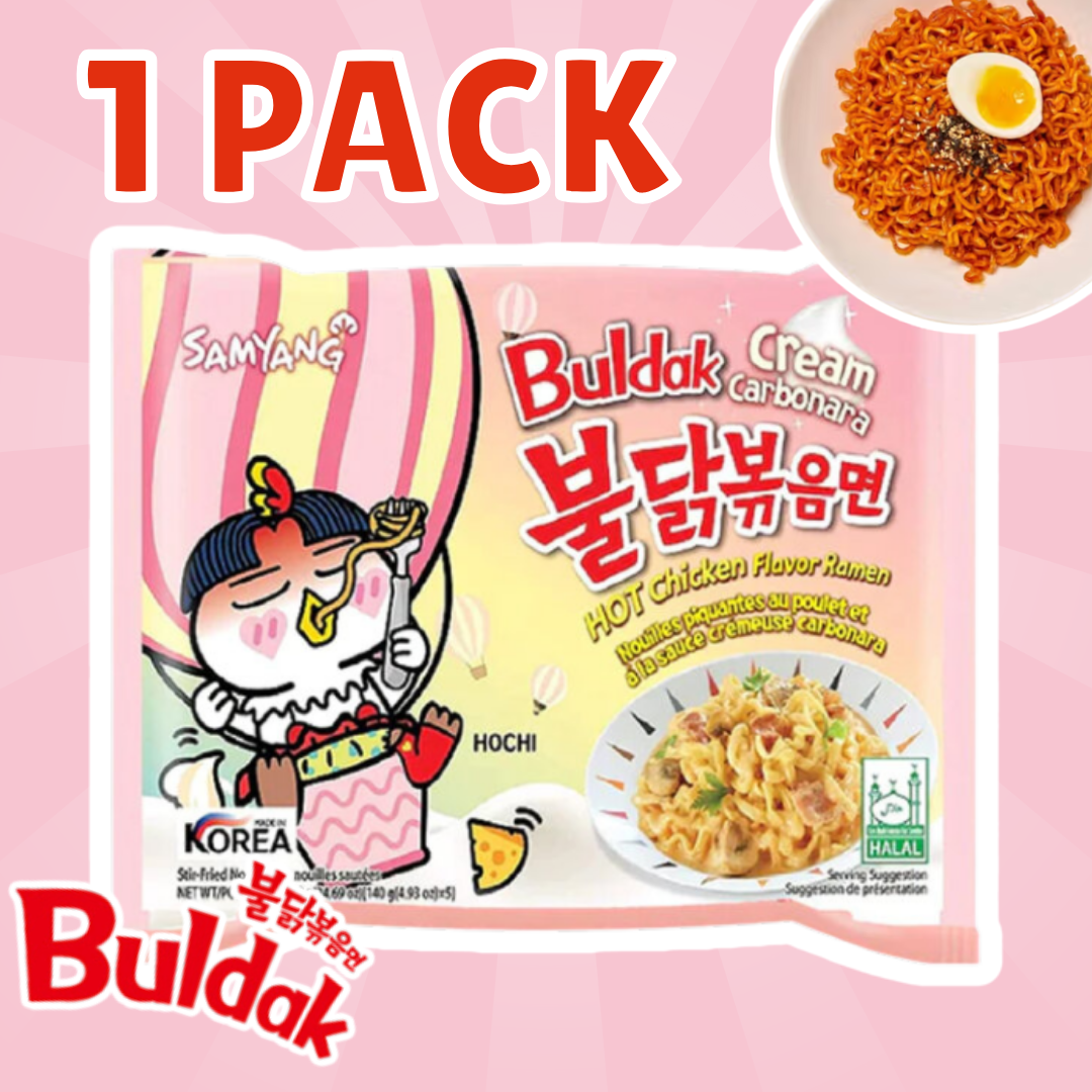 1x Samyang Buldak Creamy Carbonara Instant Nudeln – 1x130g, Creamiger Carbonara-Sauce