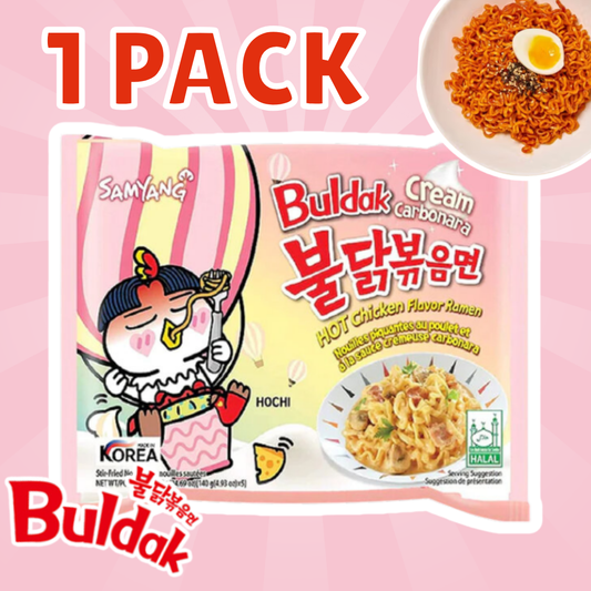 1x Samyang Buldak Creamy Carbonara Instant Nudeln – 1x130g, Creamiger Carbonara-Sauce
