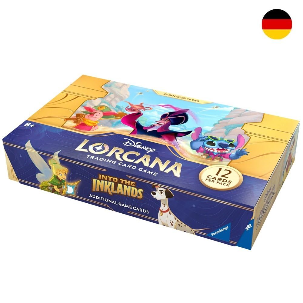 Disney Lorcana Die Tintenlande Display - DEUTSCH - Booster Box 24 Booster Packungen + Heartforcards® Versandschutz