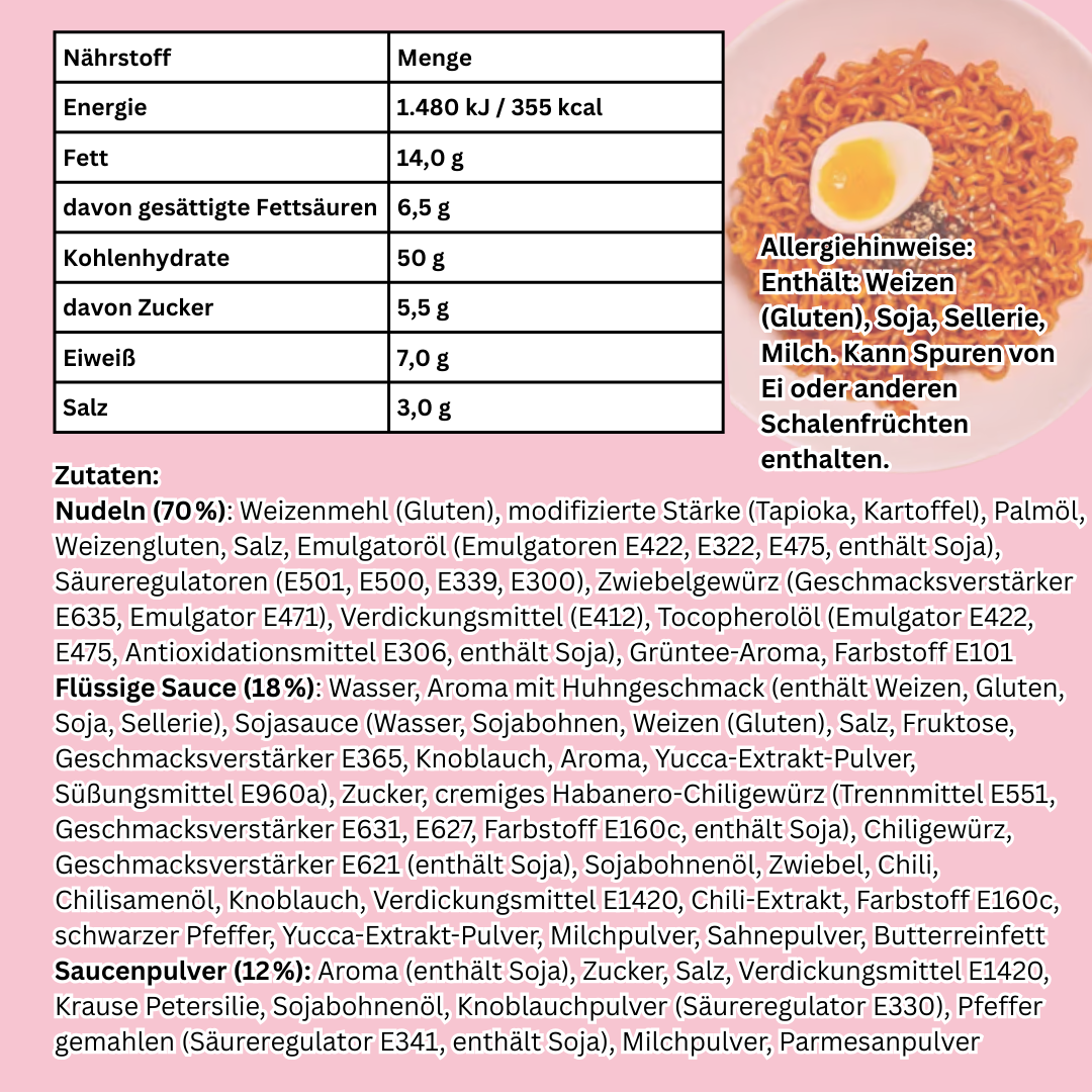 1x Samyang Buldak Creamy Carbonara Instant Nudeln – 1x130g, Creamiger Carbonara-Sauce