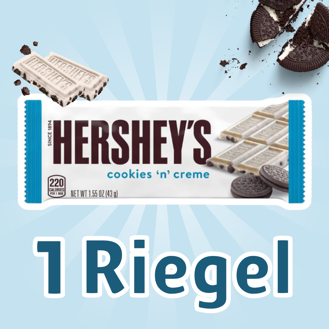 1er Pack Hershey’s Cookies ’n’ Cream Riegel | 1x 43 g | Weißer Schokoladenriegel mit Keksstückchen