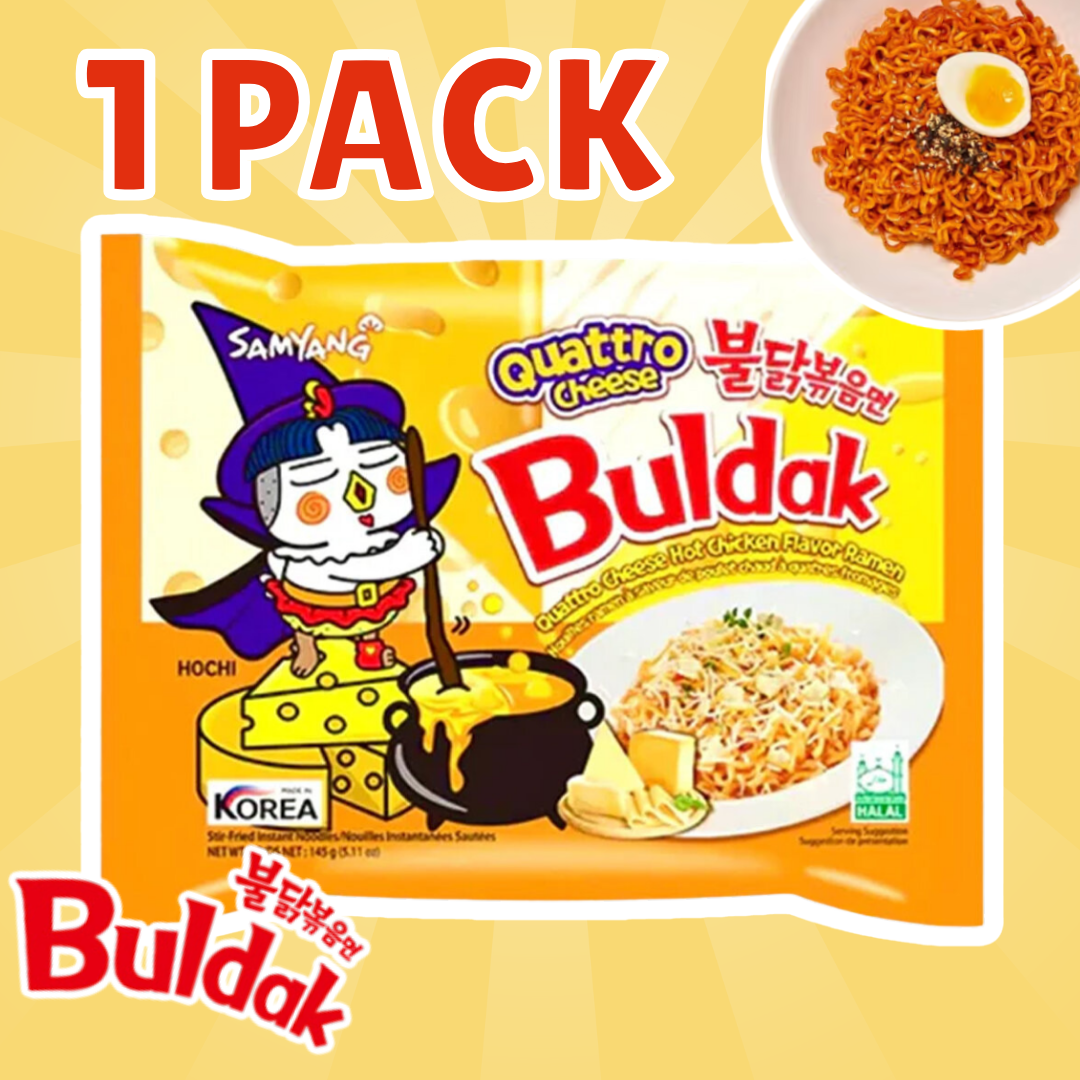 1x Samyang Bildak Quattro Cheese Instant Nudeln – 1x130g, Cremiger Käse-Geschmack