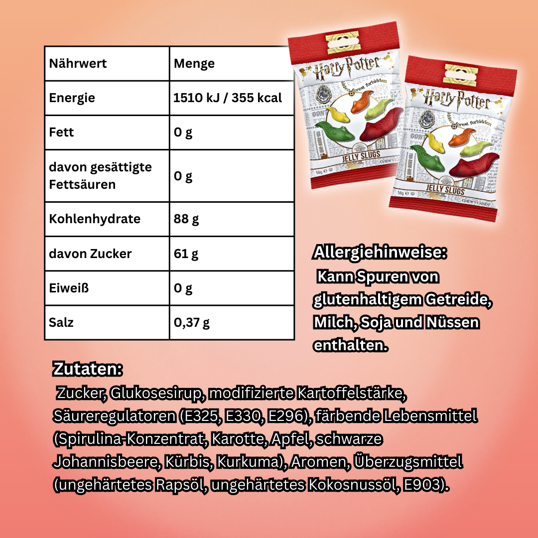24x Harry Potter Jelly Slugs – Fruchtige Gelee-Süßigkeiten in Schneckenform, 24x56 g Packung (MHD12/2025)