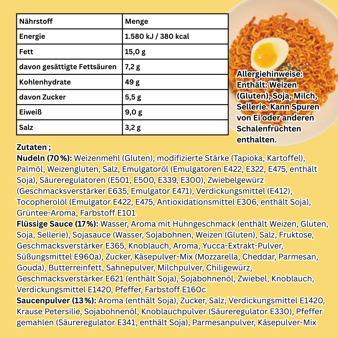 1x Samyang Bildak Quattro Cheese Instant Nudeln – 1x130g, Cremiger Käse-Geschmack