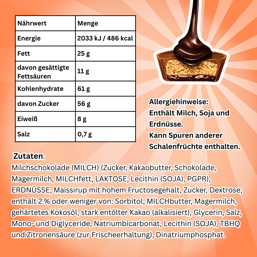 16x Reese’s Chocolate Lava Big Cup King Size 79 g – Milchschokolade mit flüssigem Erdnussbutterkern Multipack