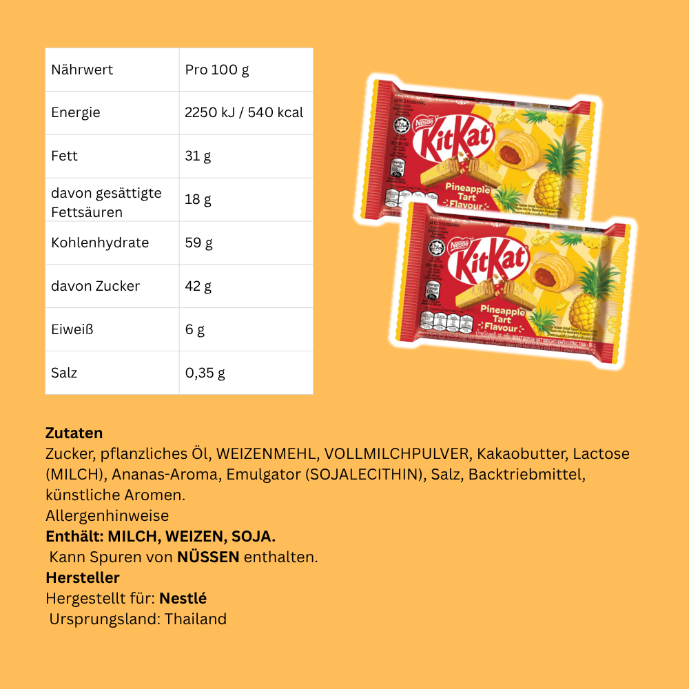 KitKat Pineapple Tart Flavour White Chocolate Waferriegel aus Thailand (2 x 35 g)