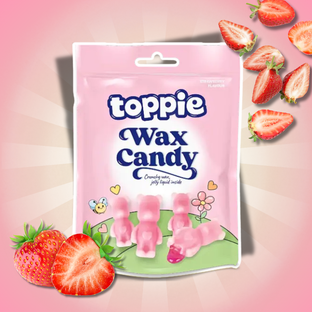 1x Toppie Wax Candy 40 g – Flüssige Süßigkeit in Wachshülle (Blueberry, Strawberry oder Green Apple) – Zufällige Sorte