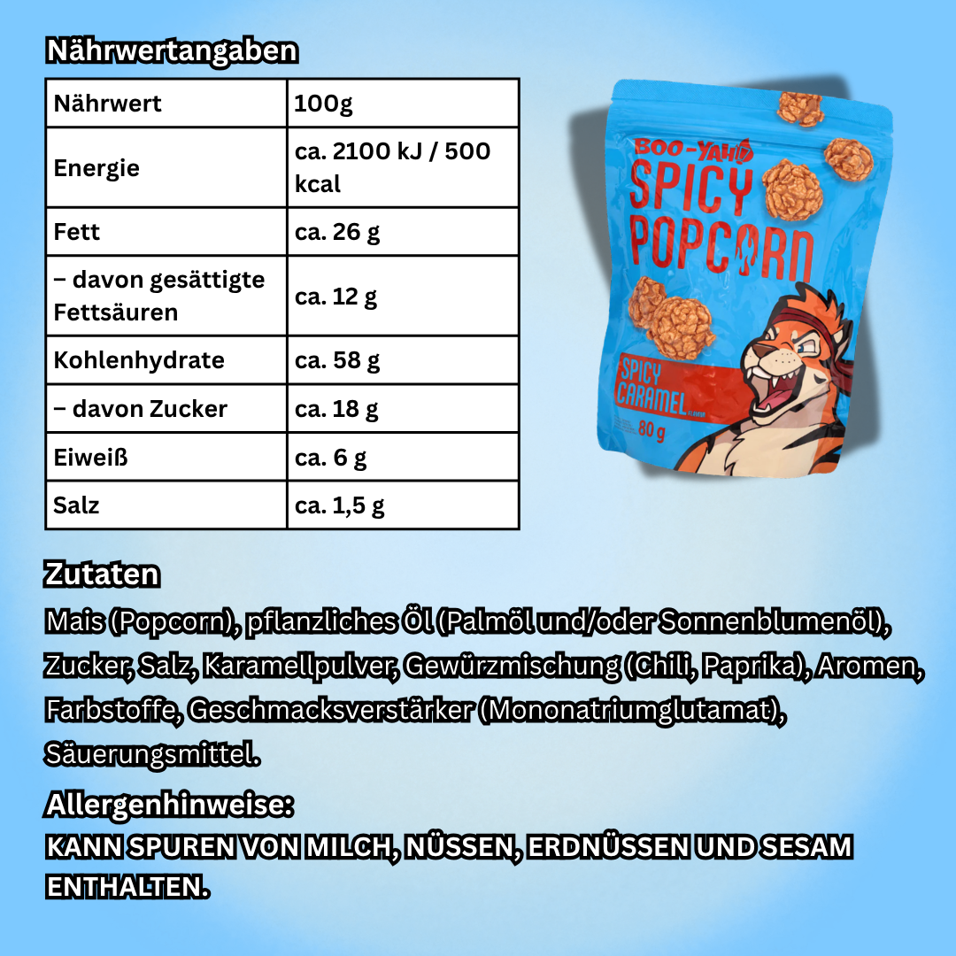 1x Boo-Yah Spicy Popcorn 80g – Verschiedene Sorten (Spicy Mango / Korean Fried Chicken / Spicy Caramel / Nori & Wasabi)