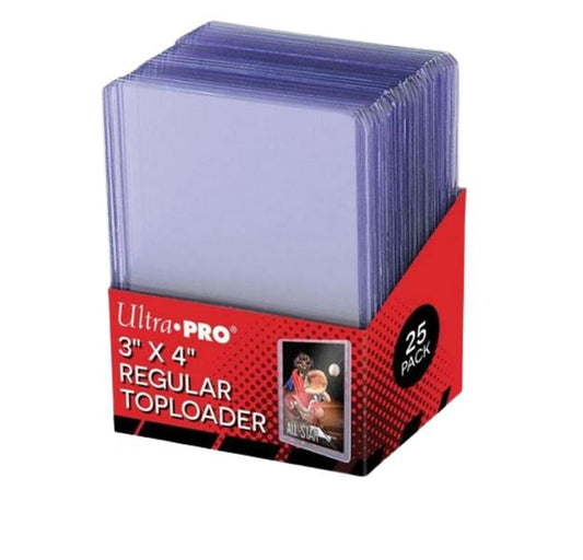 Ultra Pro 3" x 4" Regular Toploader – 25 Schutzhüllen für Sammelkarten + Heartforcards®Versandschutz