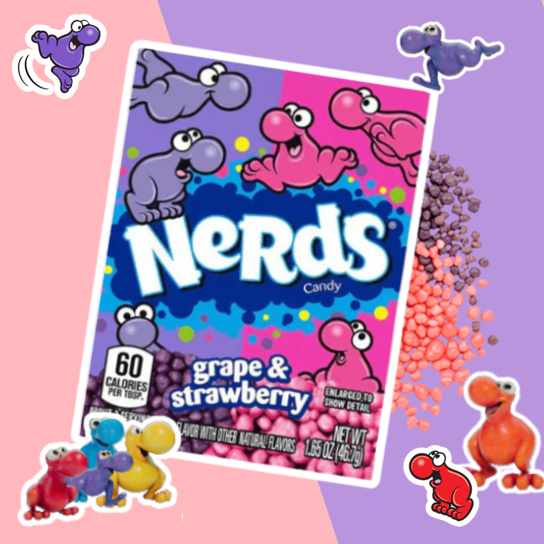 36x Nerds Grape & Strawberry – 36×46,7 g (1 Karton) – Knusprige Trauben- & Erdbeerzuckerdragees