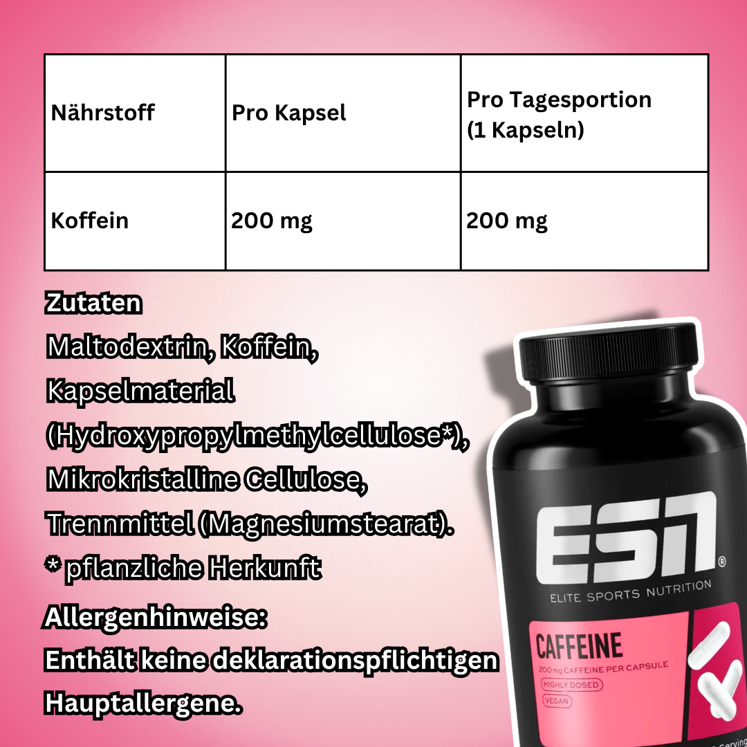 ESN Caffeine 120 Kapseln | 200 mg Koffein pro Kapsel