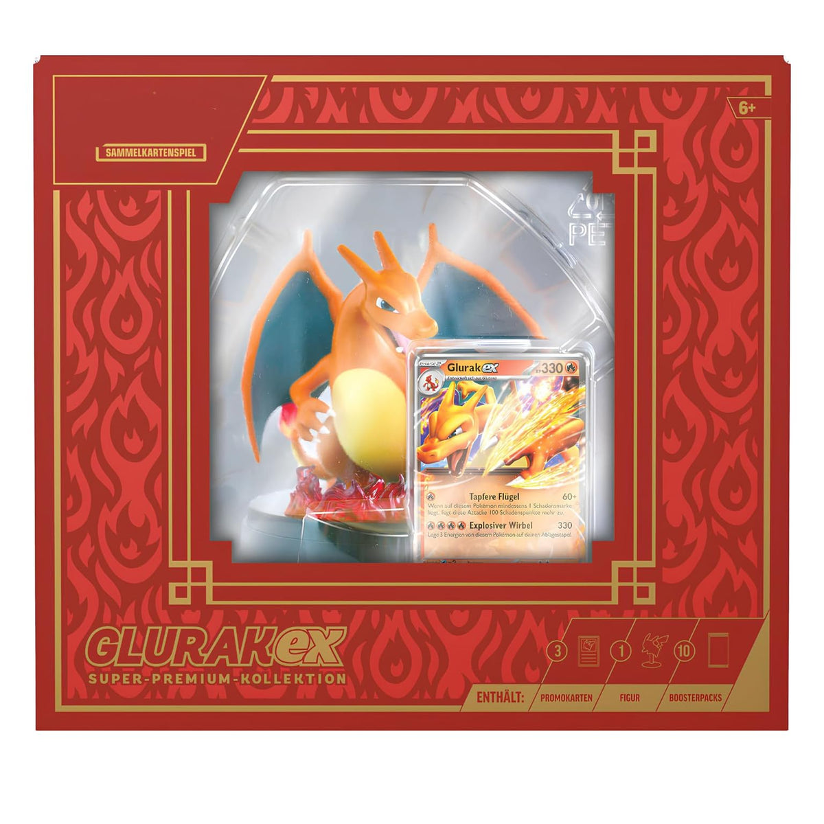 HEART FOR CARDS CHARlZARD EX Super Premium Kollektion (ENG) GIurak – 10 Boosterpacks, Exklusive Glurak-Figur & Holo-Karten – Limitierte Edition