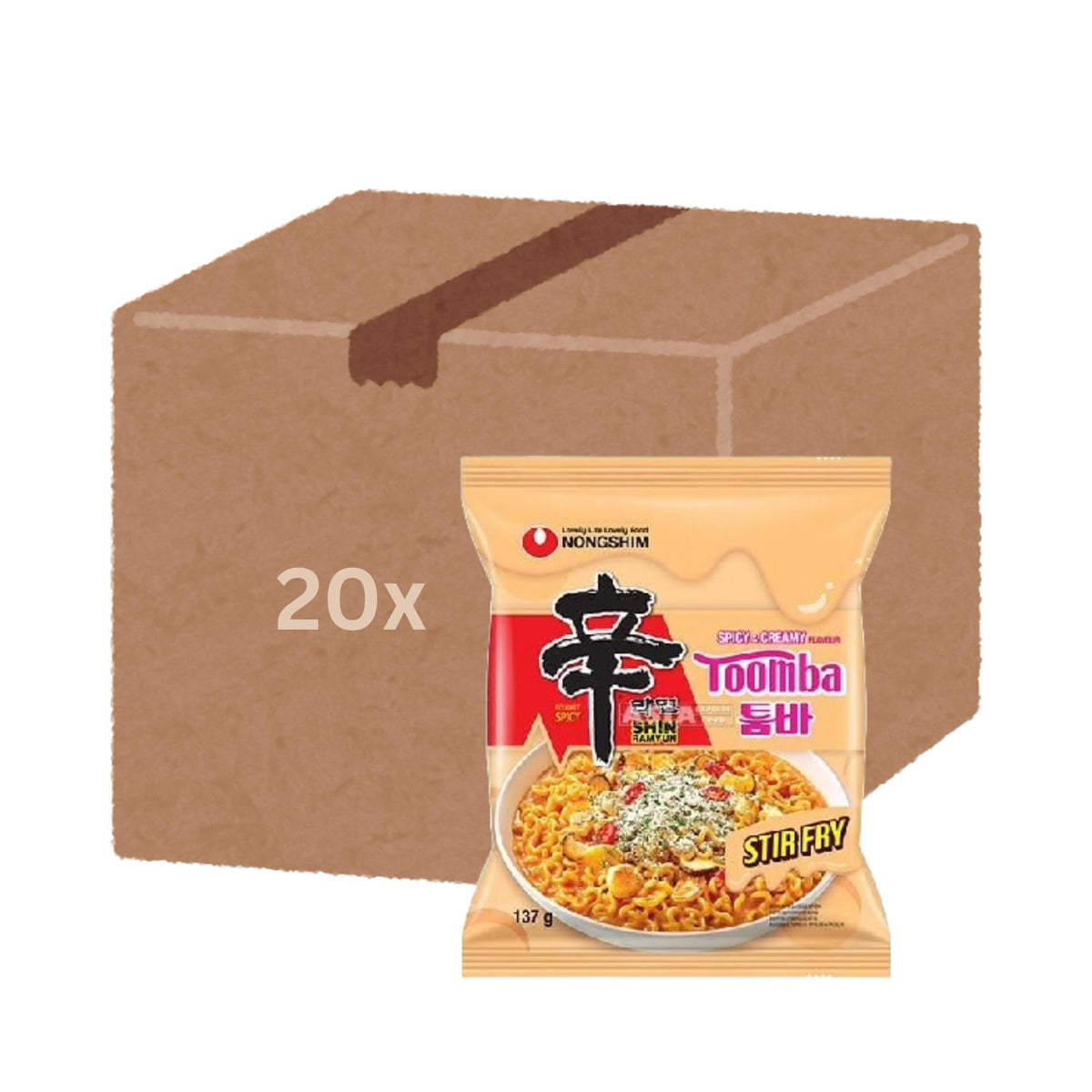 20x Shin Ramyun Toomba Spicy Creamy Stir Fry 137g x20 | Würzig & Cremig | Koreanische Instant-Nudeln Halal