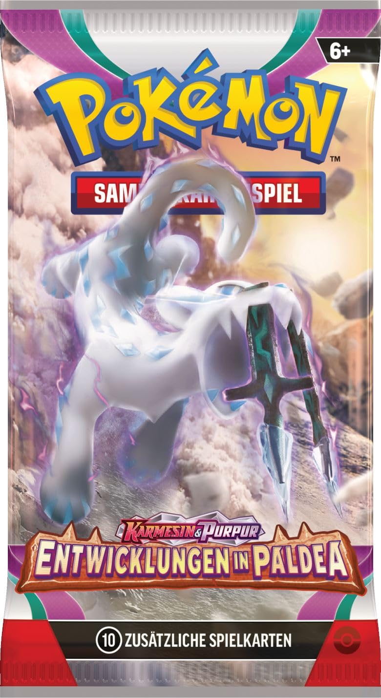 Pokémon Karmesin & Purpur – Entwicklungen in Paldea | 18er Display | 180 Karten | Deutsch | Mit Heartforcards® Versandschutz