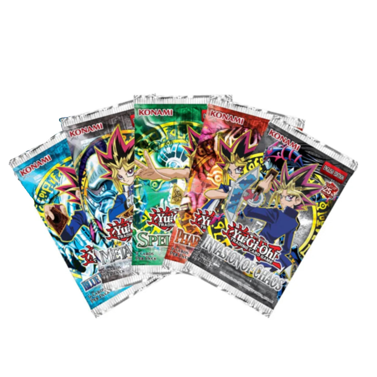 Yu-Gi-Oh! 6 Booster Pack Set LC25 (Deutsch) - Legend of Blue-Eyes White Dragon, Metal Raiders, Spell Ruler, Pharaoh’s Servant, Dark Crisis, Invasion of Chaos + Heartforcards® Versandschutz