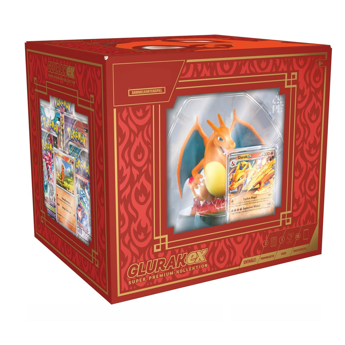 HEART FOR CARDS CHARlZARD EX Super Premium Kollektion (ENG) GIurak – 10 Boosterpacks, Exklusive Glurak-Figur & Holo-Karten – Limitierte Edition