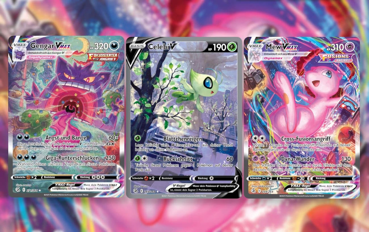 1x Pokemon Booster - Fusionsangriff Booster - mit 10 Karten pro Booster - Deutsch + Heartforcards® Versandschutz