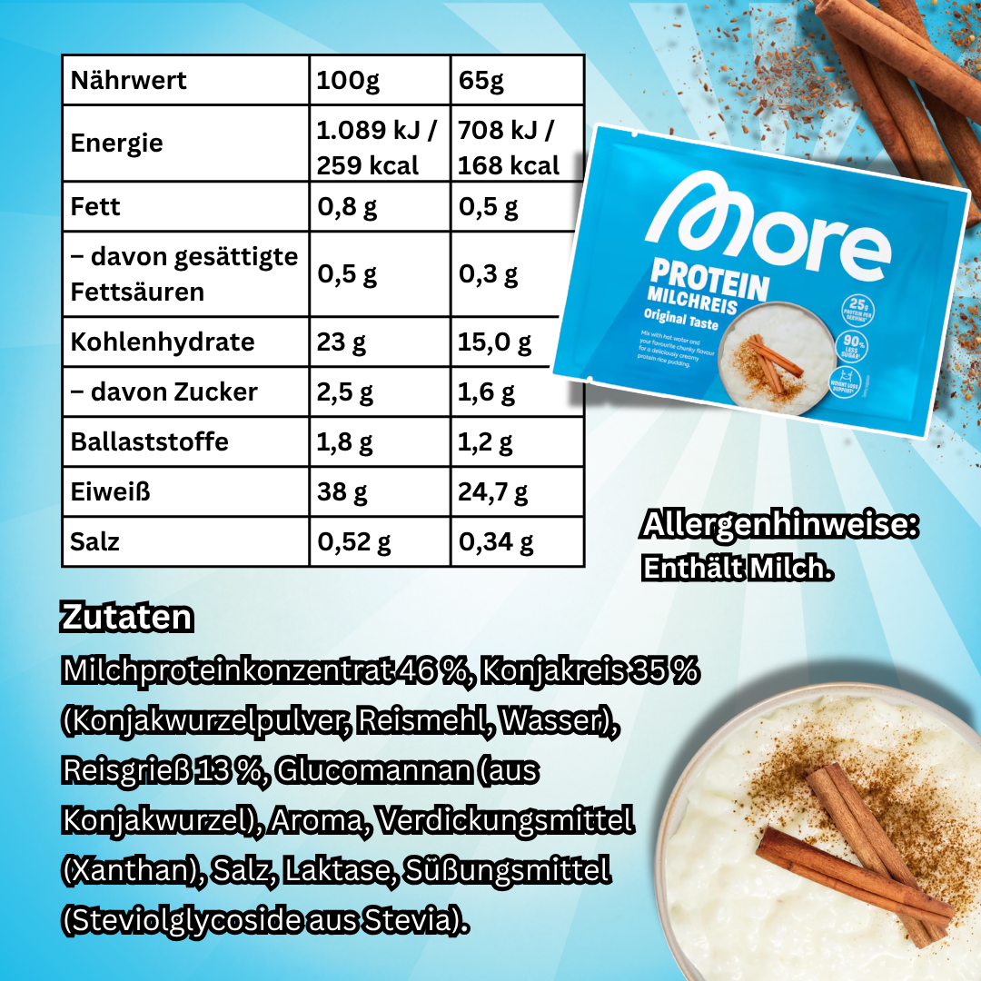 MORE Protein Milchreis Original Taste 65 g – Proteinreicher Milchreis