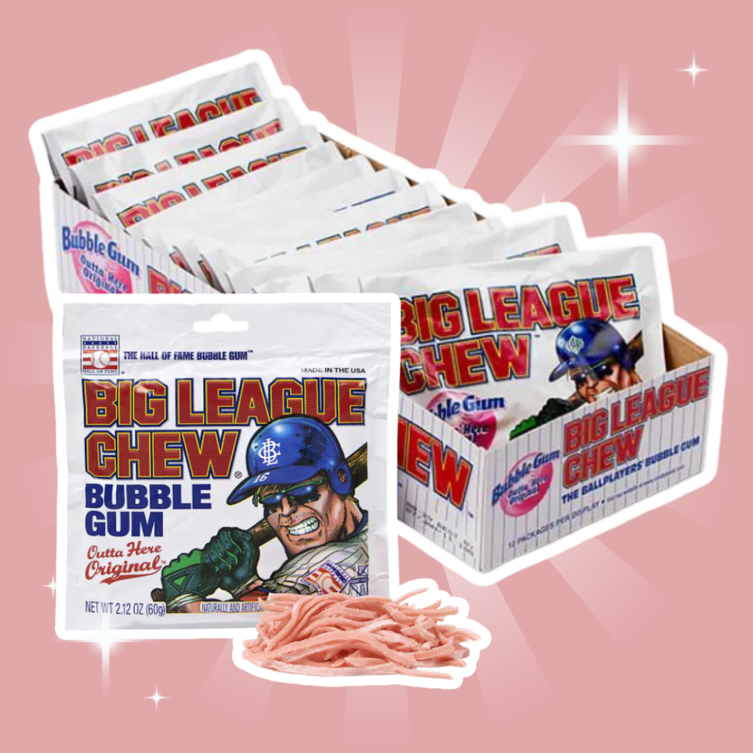 Big League Chew Original Bubble Gum, 2,1-oz Beutel (12er-Pack) – Klassischer zerkleinerter Kaugummi für Sportteams & Snacks