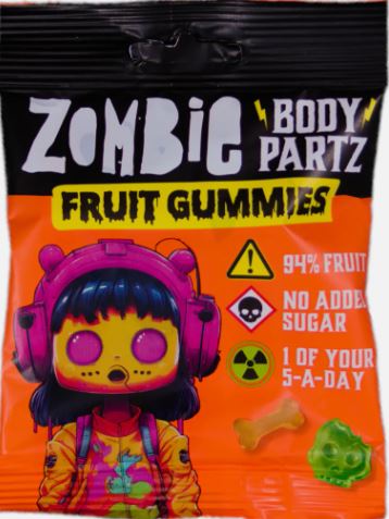 3 × Zombie Body Partz Fruit Gummies 35 g – Fruchtgummi in Körper-Teilen-Optik & vegan