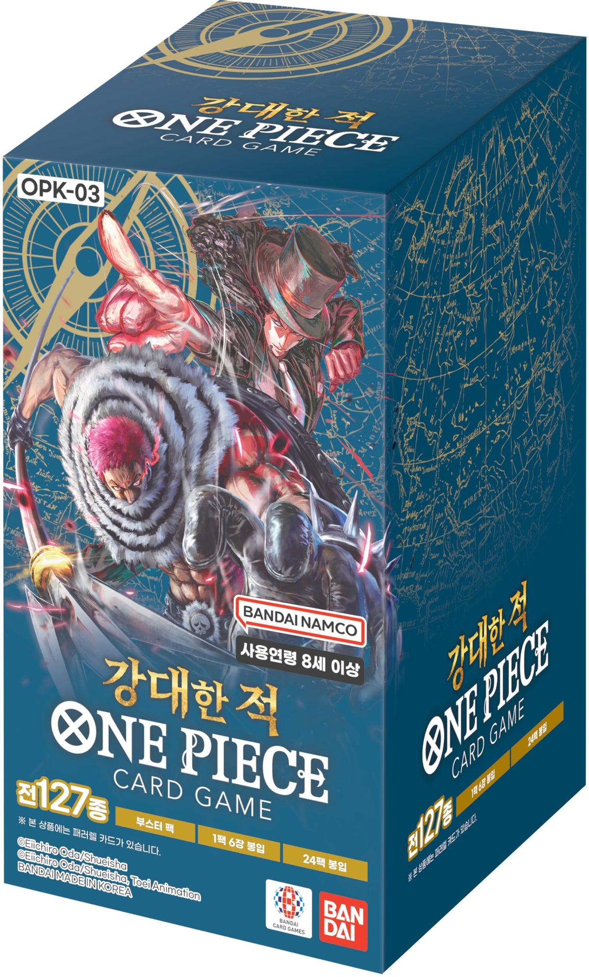 TCG Cards – Pillars of Strength OP03 Booster Box Korean Version, 24 Packs, 6 Cards per Pack + Heartforcards® Versandschutz