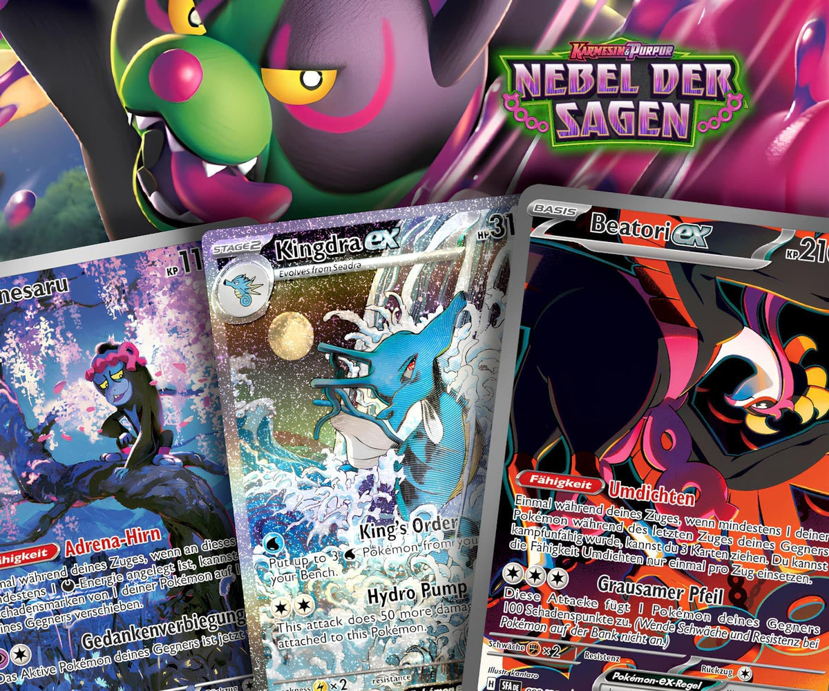 3x Pokemon Karmesin & Purpur: Nebel der Sagen Booster - KP6.5 - 3 Booster - mit 10 Karten pro Booster - DEUTSCH + Heartforcards® Versandschutz