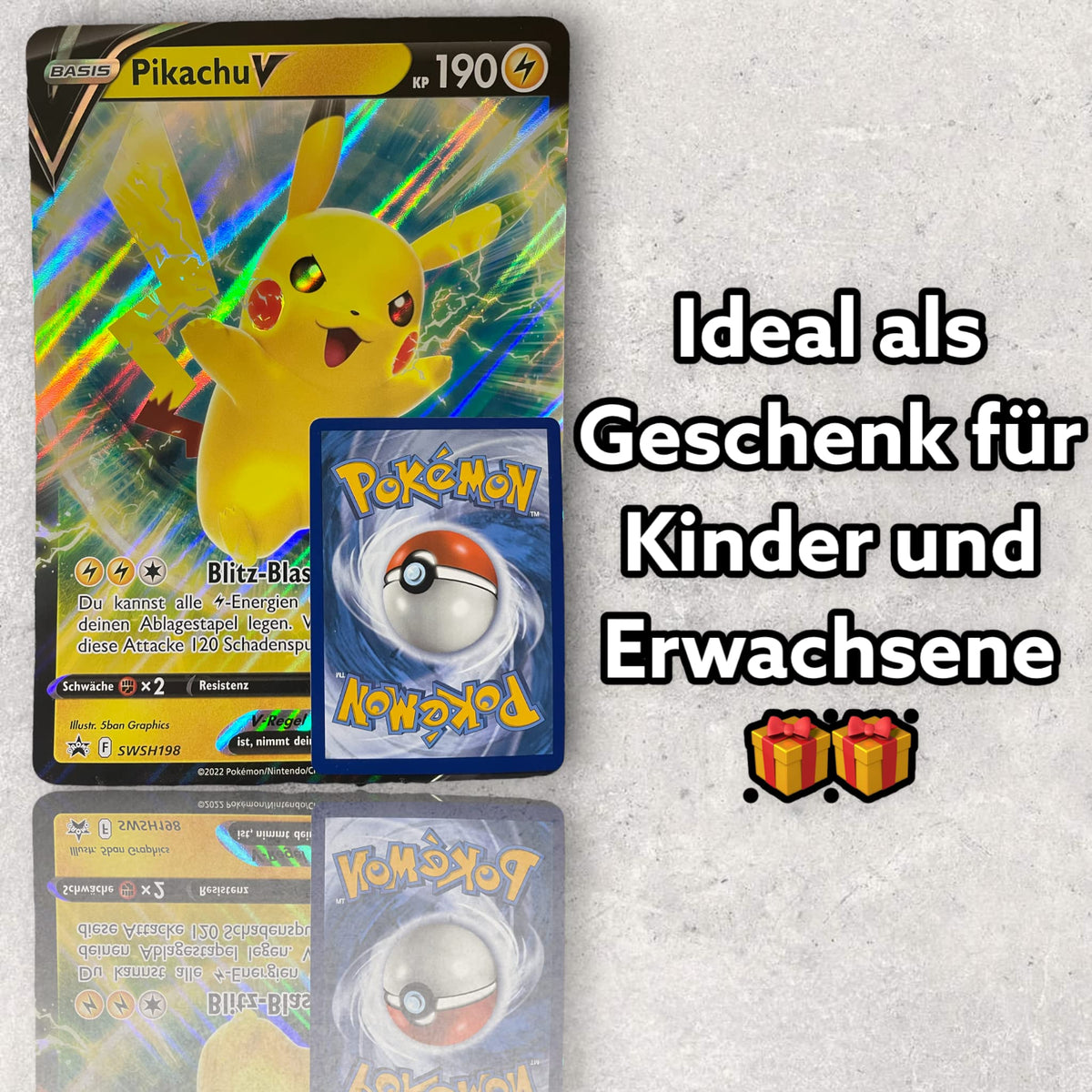 HEART FOR CARDS Pokemon XXL Karten Deutsch 2er-Pack Jumbo Oversized Zufällige Rarität V/VMAX/HOLO/EX/GX + Heartforcards® Versandschutz