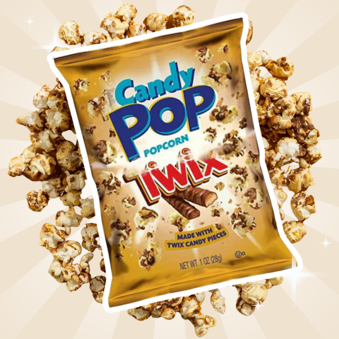 3x Candy Pop Twix Popcorn – 3x 28g – Knuspriger Schoko-Karamell Snack