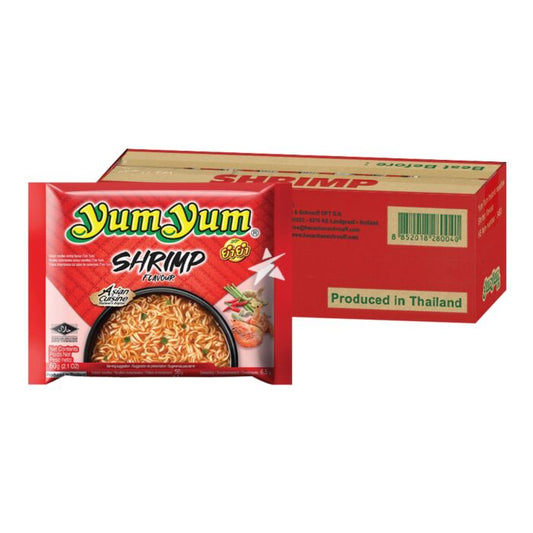 Yum Yum Shrimp Instant Noodles – 10 x 60 g | Thailändische Garnelen-Nudelsuppe | Würzig & aromatisch | Halal | 3-Minuten-Nudeln