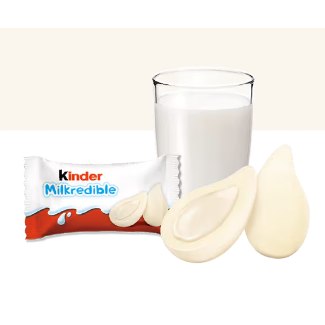 Kinder MilkRedible „Milch-Tropfen“ mit Milch-Füllung – Milchige Kaugummis mit flüssigem Milchkern – 46,8 g