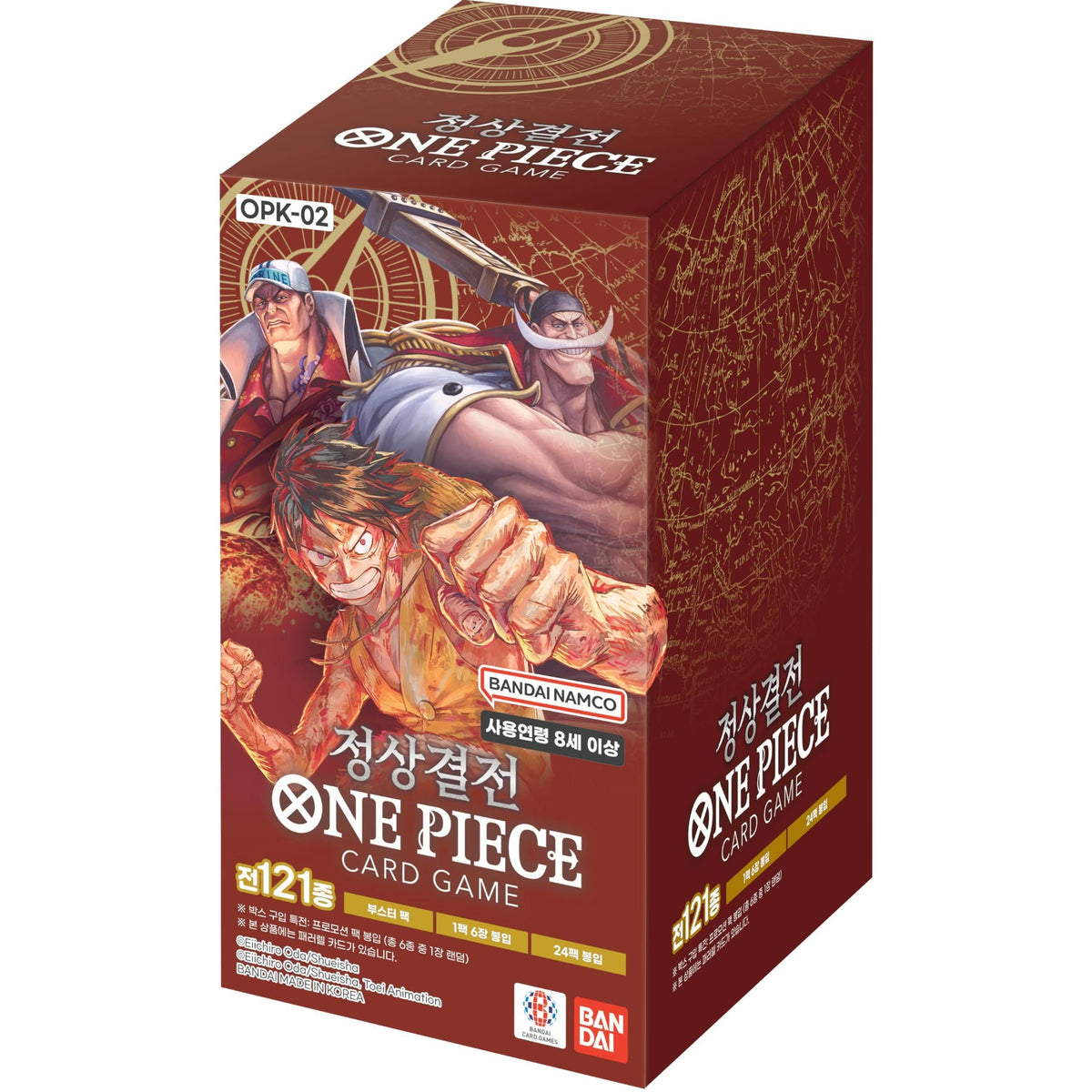 OPK-02 Paramount War – One Piece Card Game Booster Box (24 Packs à 6 Karten, Koreanische Version) + Heartforcards® Versandschutz