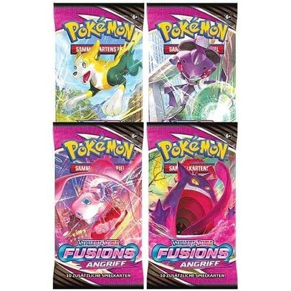 4er Pokémon Booster Set - 4X Fusions Angriff Booster - 40 Karten - DEUTSCH