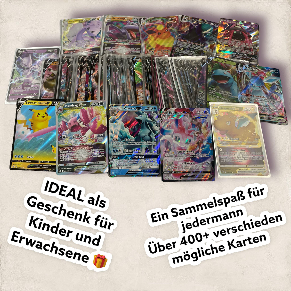 Original Pokemon 3 verschiedene V Karten DEUTSCH bestehend aus V, VMAX, VSTAR oder GX seltene Karten GARANTIERT aus aktuellen Sets + Heartforcards® Versandschutz