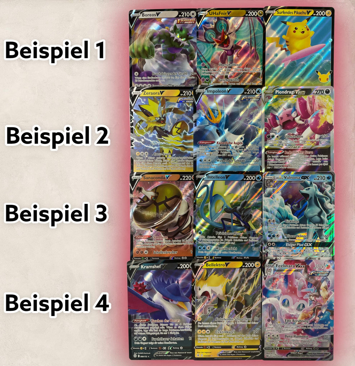 Original Pokemon 3 verschiedene V Karten DEUTSCH bestehend aus V, VMAX, VSTAR oder GX seltene Karten GARANTIERT aus aktuellen Sets + Heartforcards® Versandschutz