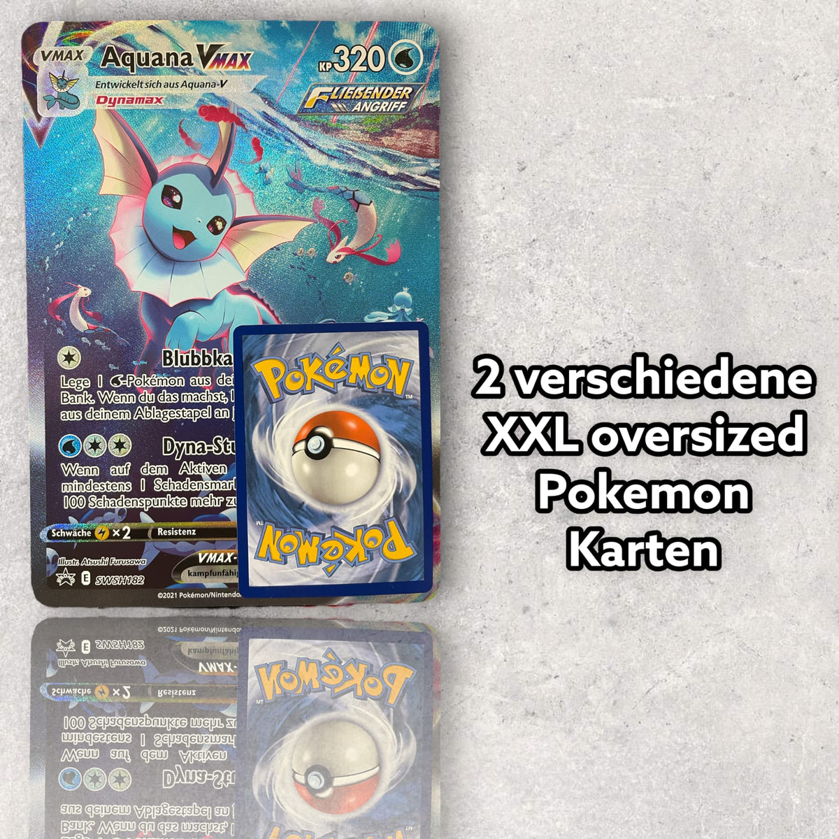 HEART FOR CARDS Pokemon XXL Karten Deutsch 2er-Pack Jumbo Oversized Zufällige Rarität V/VMAX/HOLO/EX/GX + Heartforcards® Versandschutz