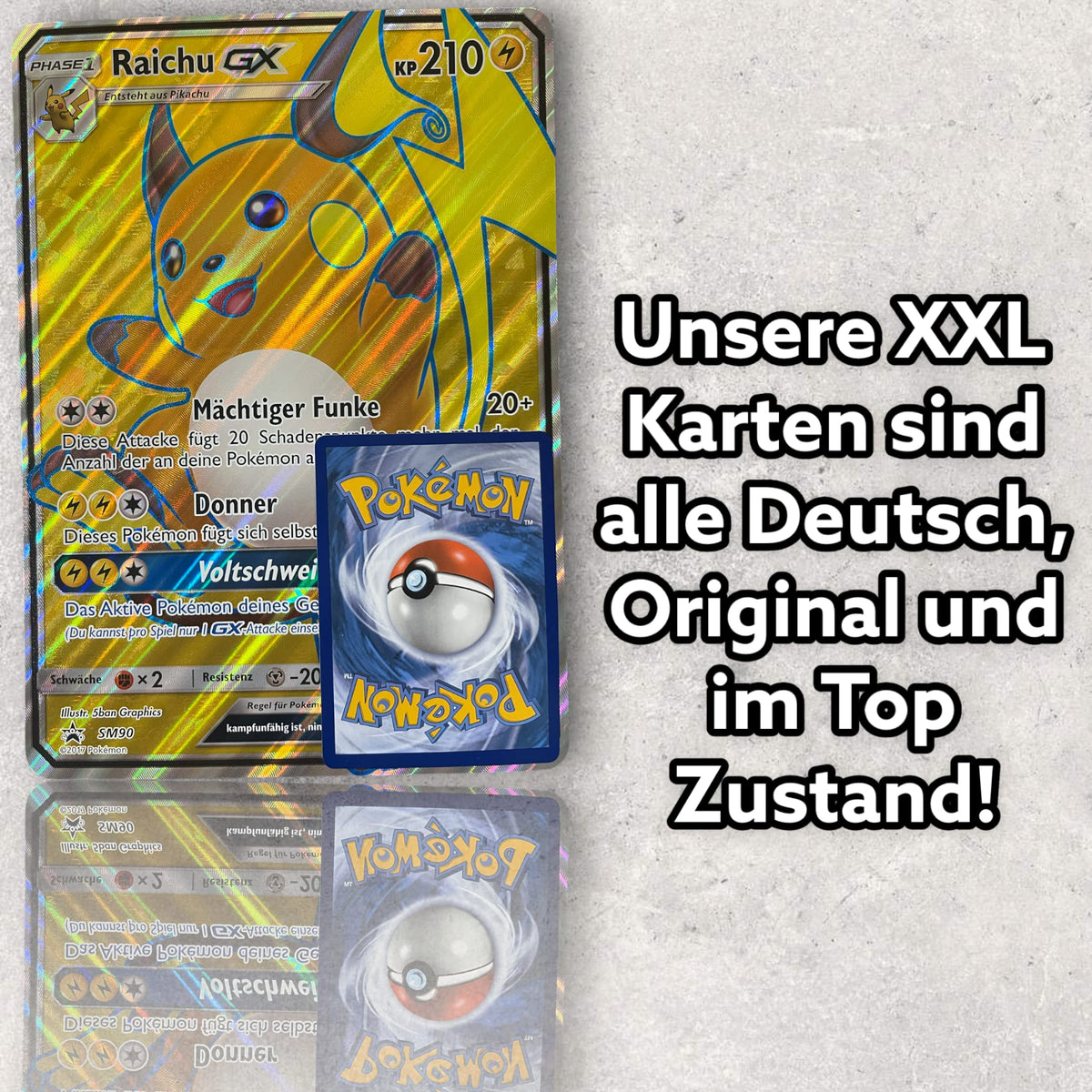 HEART FOR CARDS Pokemon XXL Karten Deutsch 2er-Pack Jumbo Oversized Zufällige Rarität V/VMAX/HOLO/EX/GX + Heartforcards® Versandschutz