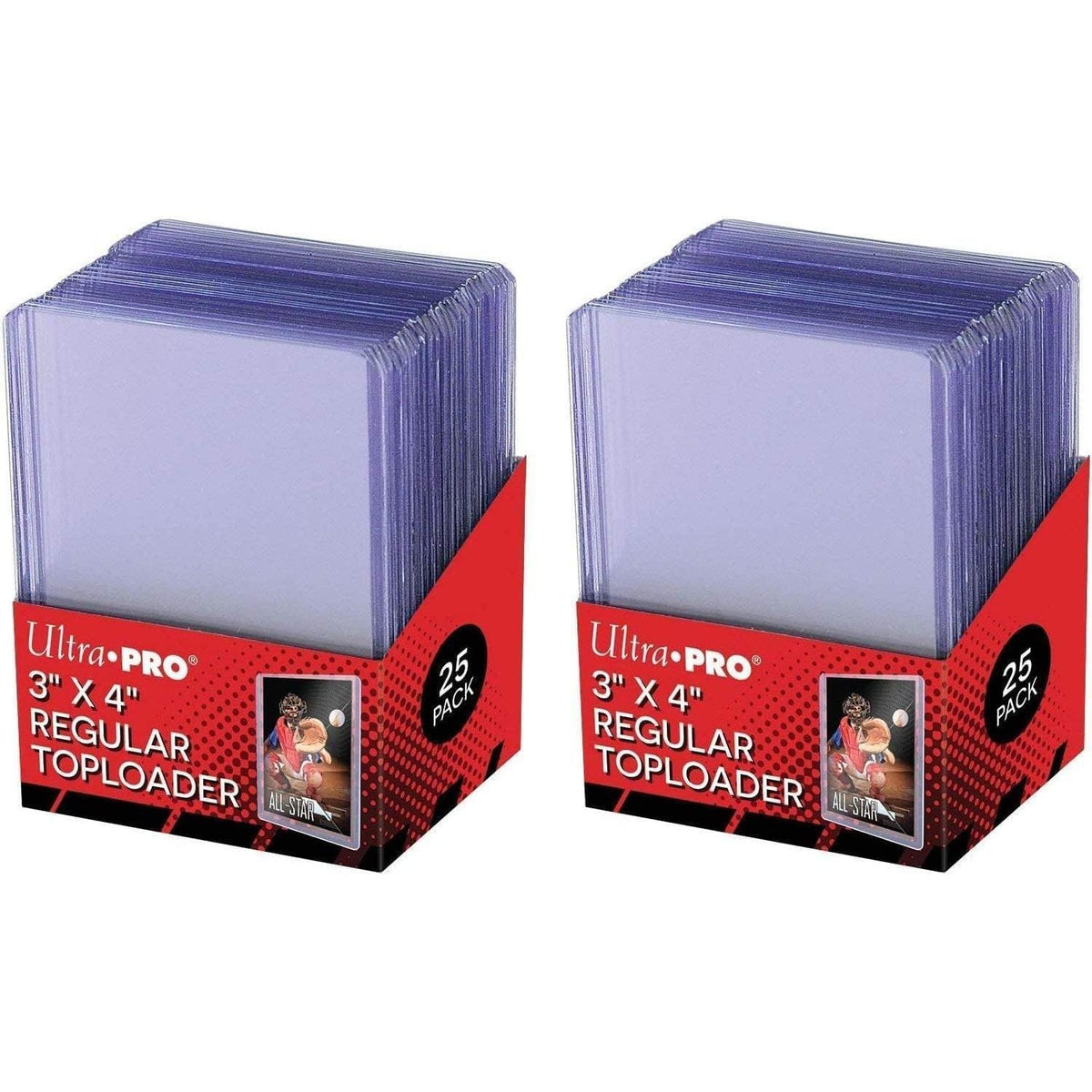 2x Ultra Pro Clear Regular Toploader 3" x 4" 25-Count per Pack + Heartforcards®Versandschutz