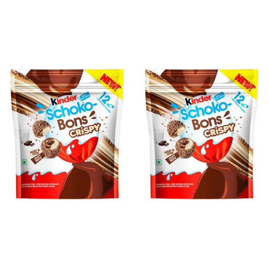 2er Set Kinder Crispy Schoko Bons - Mittel 2x67g - Knuspriger Schokoriegel mit cremiger Schokoladenfüllung