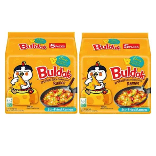 Samyang Buldak Hot Chicken Cheese Ramen 10 × 140 g – Scharfe koreanische Instant-Nudeln mit Käsegeschmack