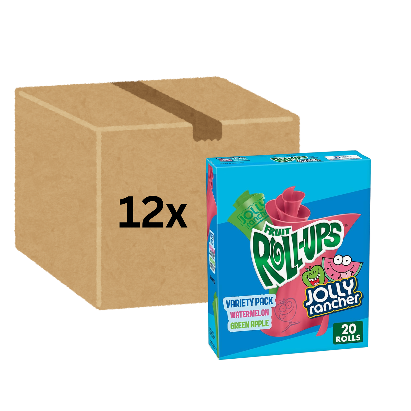 Fruit Roll-Ups Jolly Rancher Variety Pack – 10 Röllchen × 12 Packungen | Glutenfreie Fruchtsnacks