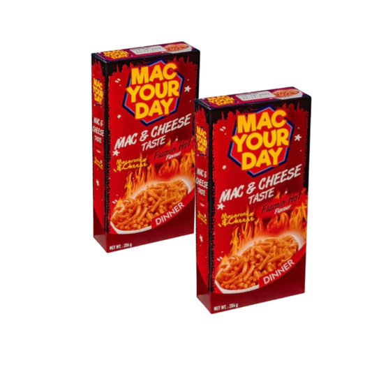 Mac Your Day Mac & Cheese Flamin Hot 2er Pack (2×206 g) – Spicy Macaroni & Cheese – Scharfe Käsenudeln – Instant Pasta Mahlzeit