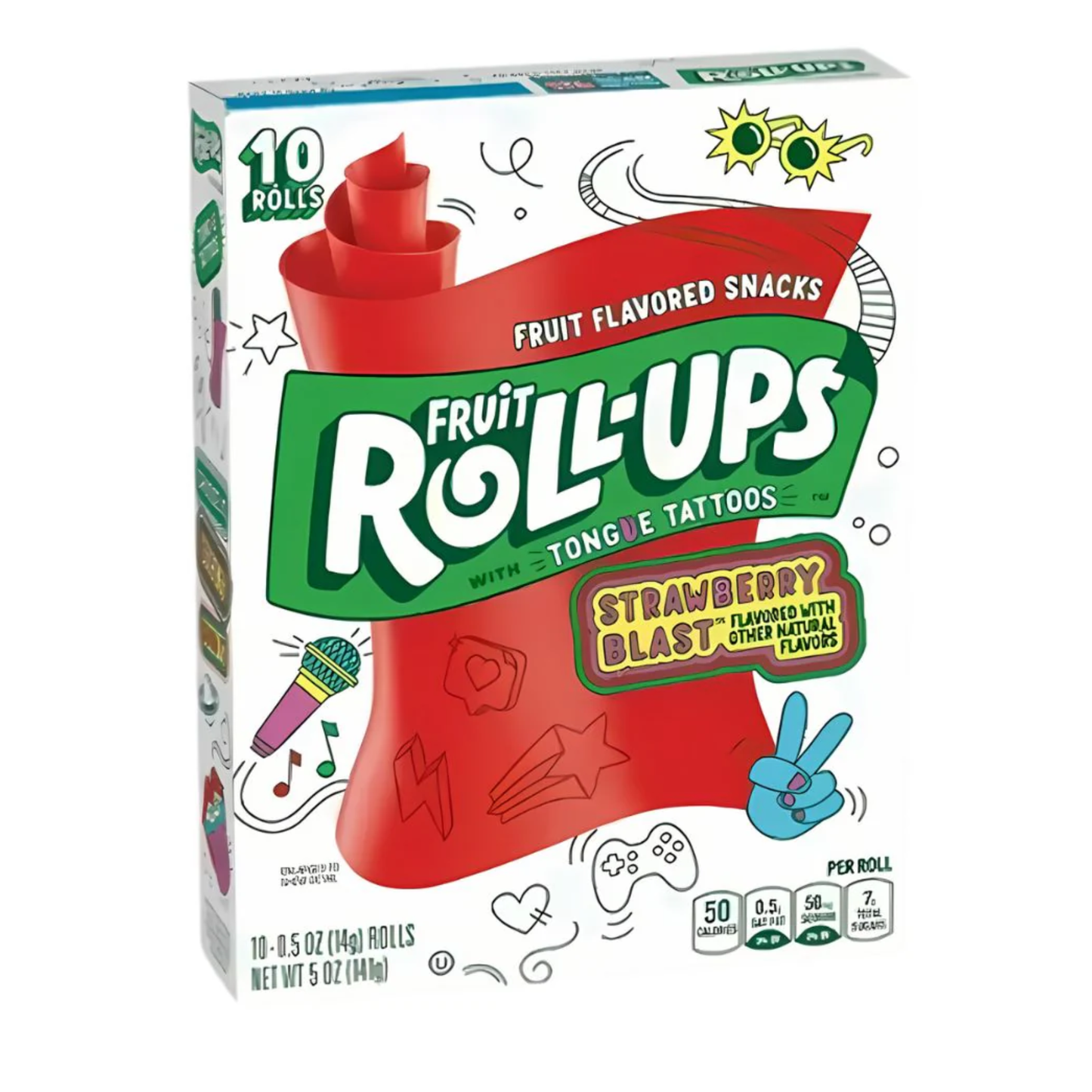 Fruit Roll-Ups Strawberry Blast – 12er Set (12 × 141 g) – Erdbeer-Fruchtrollen mit Zungen-Tattoos
