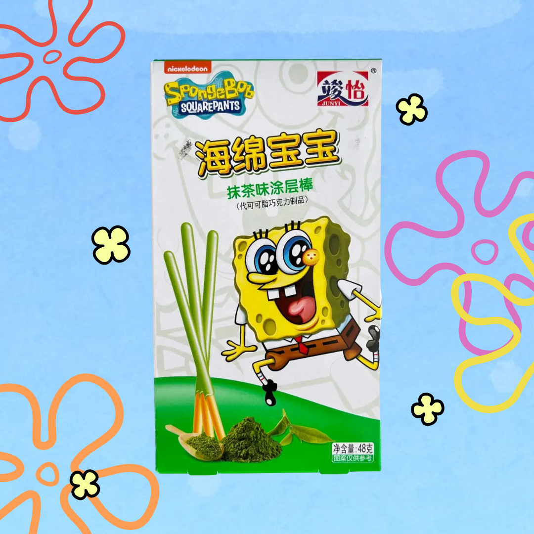 SpongeBob Schwammkopf Coated Sticks Matcha 48 g  MHD 01/2025