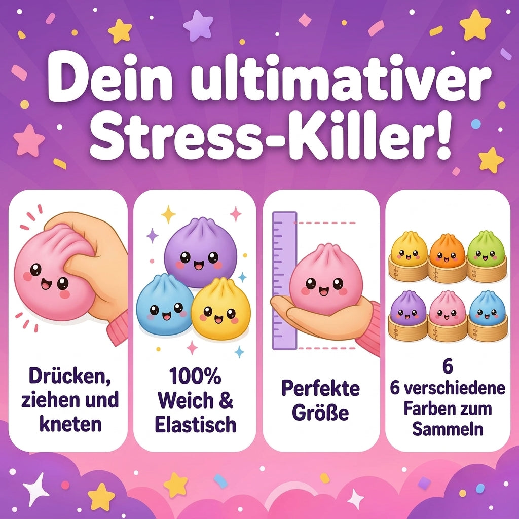 Dumpling Squishy 3er-Set – Kleine Anti-Stress Quetschfiguren