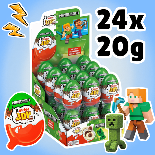 24x Kinder Joy Minecraft Überraschungsei mit Milchcreme & Kakao, 24x20g