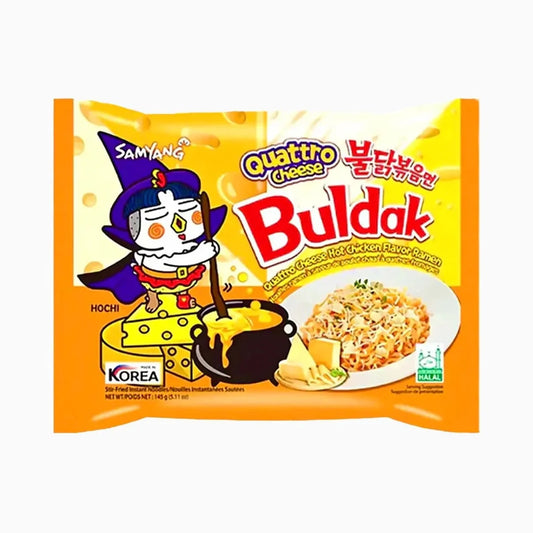 Samyang 1 x Quattro Cheese Ramen | 145g | Würzige Vier-Käse-Feuernudeln für intensiven Geschmack