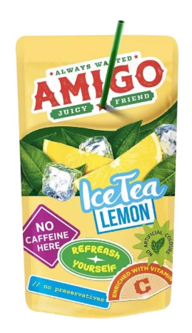 Amigo Softdrink „Ice Tea Lemon“ – 8 x 200 ml | Zitronen-Eistee im Trinkpäckchen | Mit Vitaminen | Ideal für Schule & unterwegs