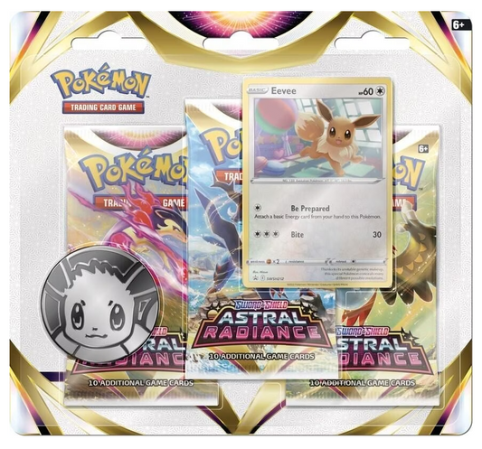 Pokémon TCG – Sword & Shield Astral Radiance 3-Pack Blister | 3 Booster + Promo-Karte + Münze