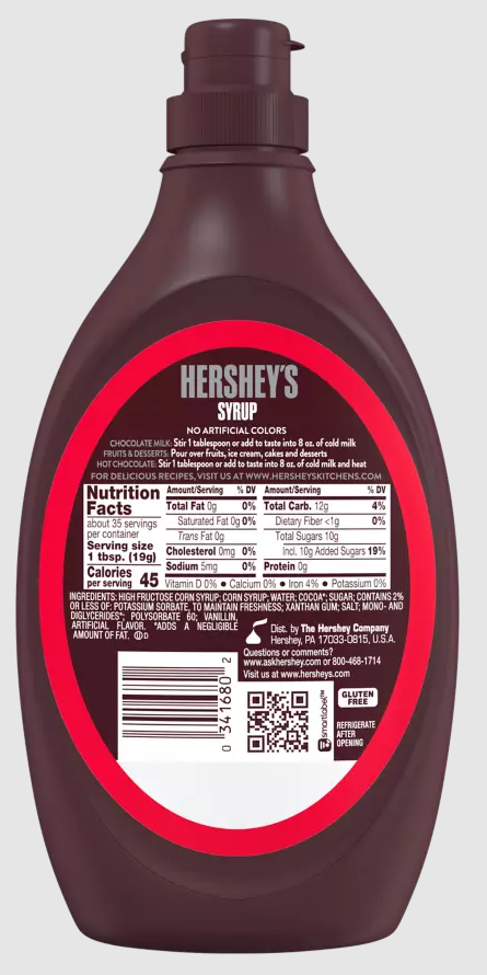 Hershey’s Chocolate Syrup – 680 g | Amerikanischer Schokoladensirup für Milchshakes, Eis & Desserts | Cremiger Kakao-Geschmack | Perfekt als Topping & Backzutat