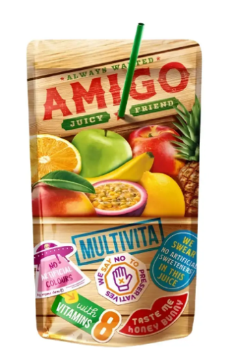 AMIGO Multivita Softdrink – 8 x 200 ml | Fruchtiger Vitamin-Drink ohne Kohlensäure | Praktische Mini-Packs für unterwegs